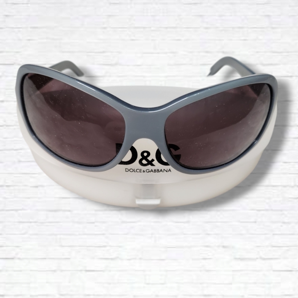 Dolce & Gabbana DG 418S 851 115 Vintage Y2K Blue/Grey Rectangle Frame Sunglasses